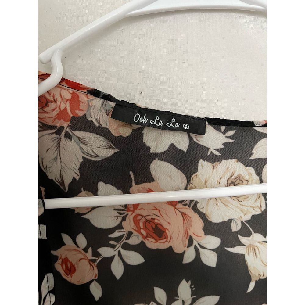 Sheer Black Floral Open Front Kimono - Picture 8 of 8